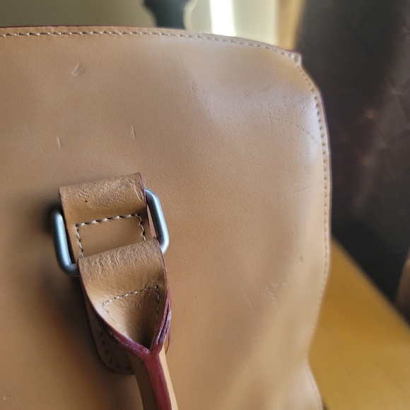 Lodis Audrey Leather Briefcase Shoulder bag Tan with red - Picture 13 of 16